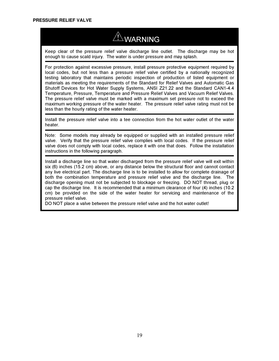 Bradford-White Corp TGHE-1991-N(X), TGHE-160I-N(X) instruction manual Pressure Relief Valve 