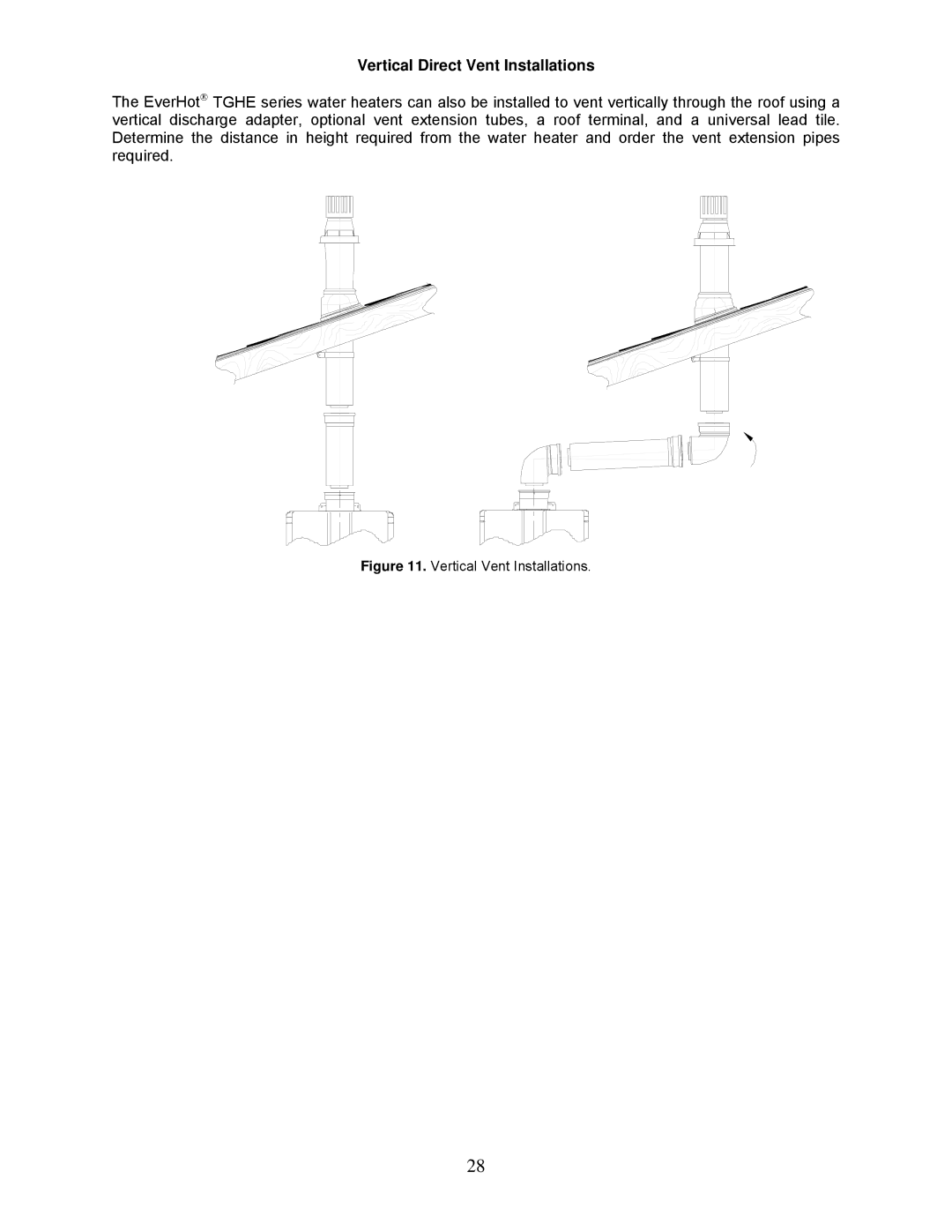 Bradford-White Corp TGHE-160I-N(X), TGHE-1991-N(X) Vertical Direct Vent Installations, Vertical Vent Installations 