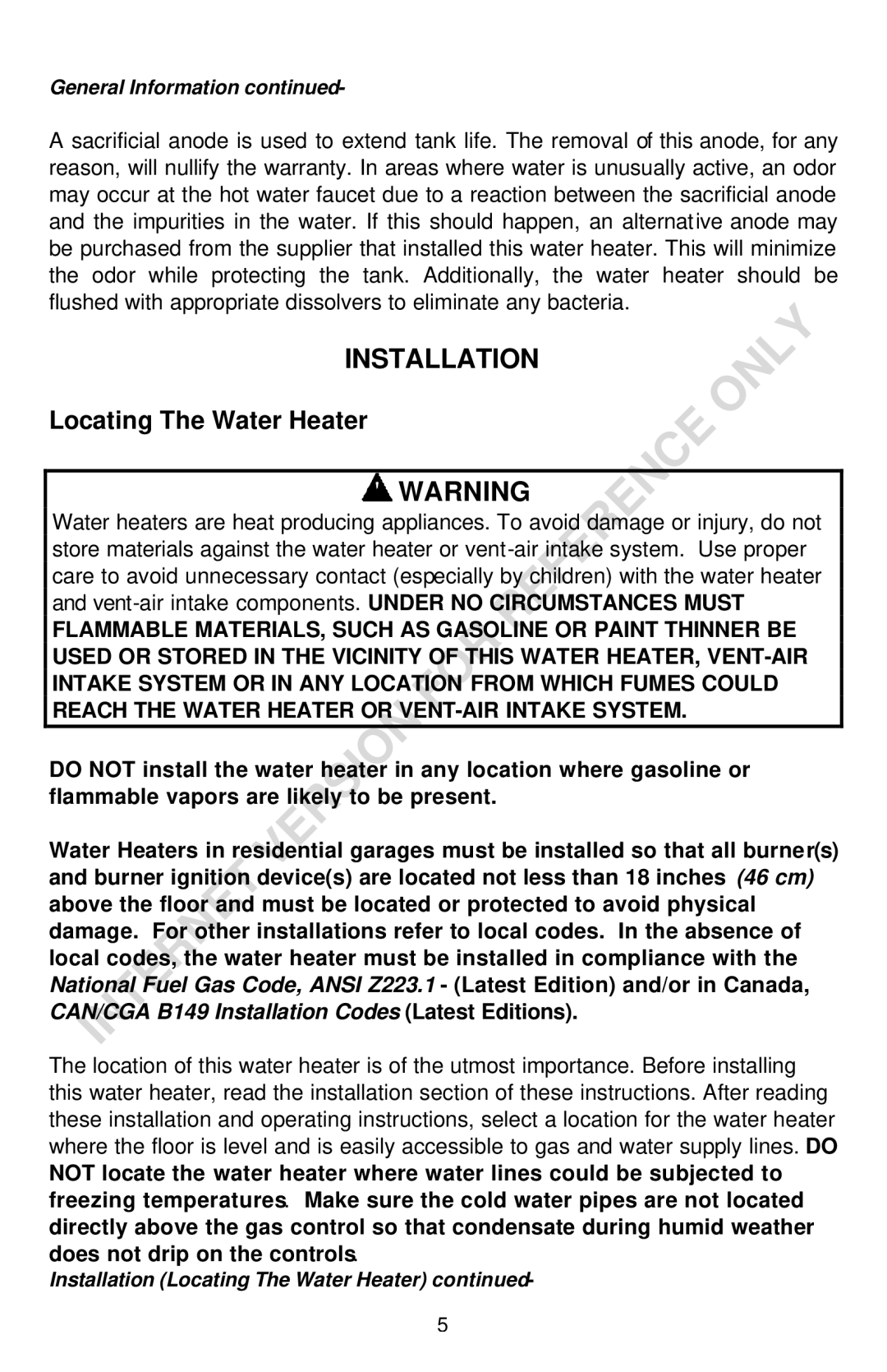 Bradford-White Corp THROUGH-THE-WALL GAS WATER HEATER instruction manual Installation, Locating The Water Heater 