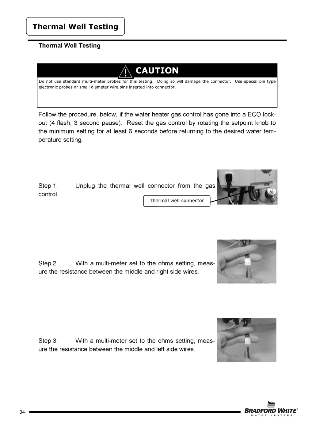 Bradford-White Corp U4TW40T*FRN, U4TW50T*FRN, U4TW60T*FRN service manual Thermal Well Testing 