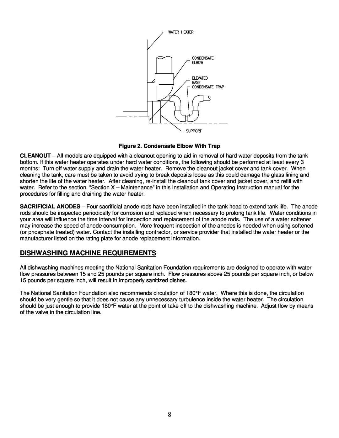 Bradford-White Corp 238-48384-00F warranty Dishwashing Machine Requirements, Condensate Elbow With Trap 
