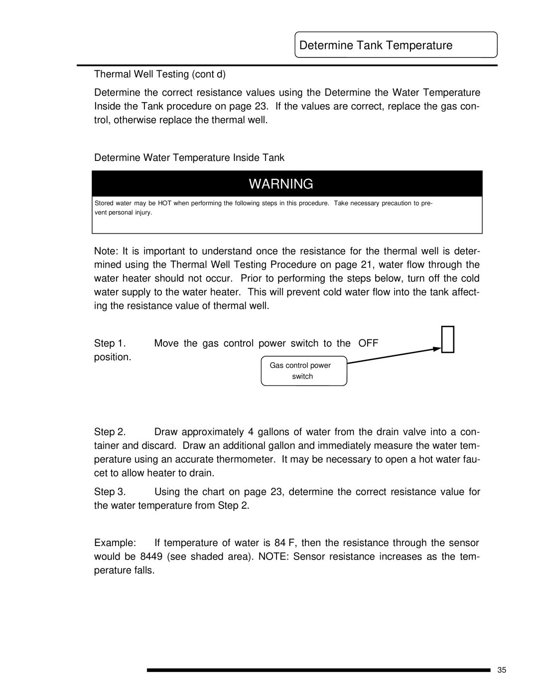 Bradford-White Corp UTW450S60FR*N, UTW465S60FR*N, U2TW50T*FRN Determine Tank Temperature, Thermal Well Testing cont’d 