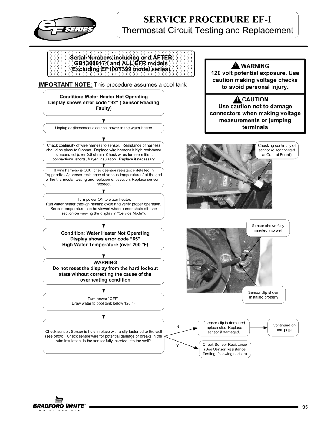 Bradford-White Corp EF100T300(E)*(N, X)(A)(2) service manual Unplug or disconnect electrical power to the water heater, Next 