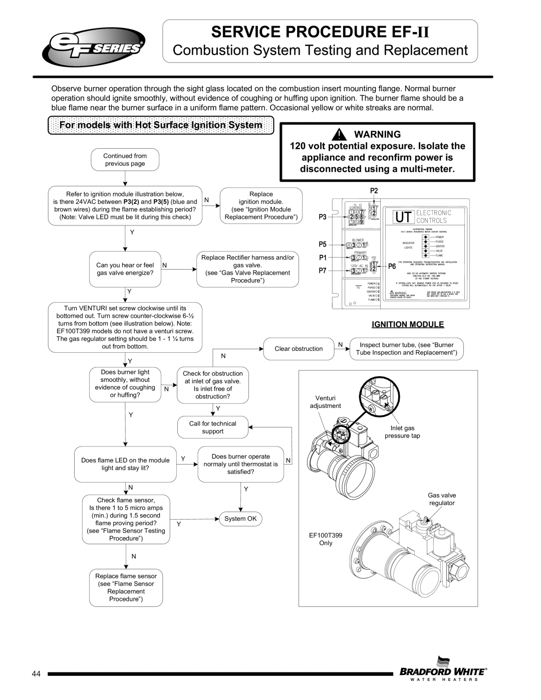 Bradford-White Corp EF100T199(E)*(N, X)(A)(2), EFR160T120*(EN, EF100T250(E)*(N See Ignition Module, Clear obstruction 