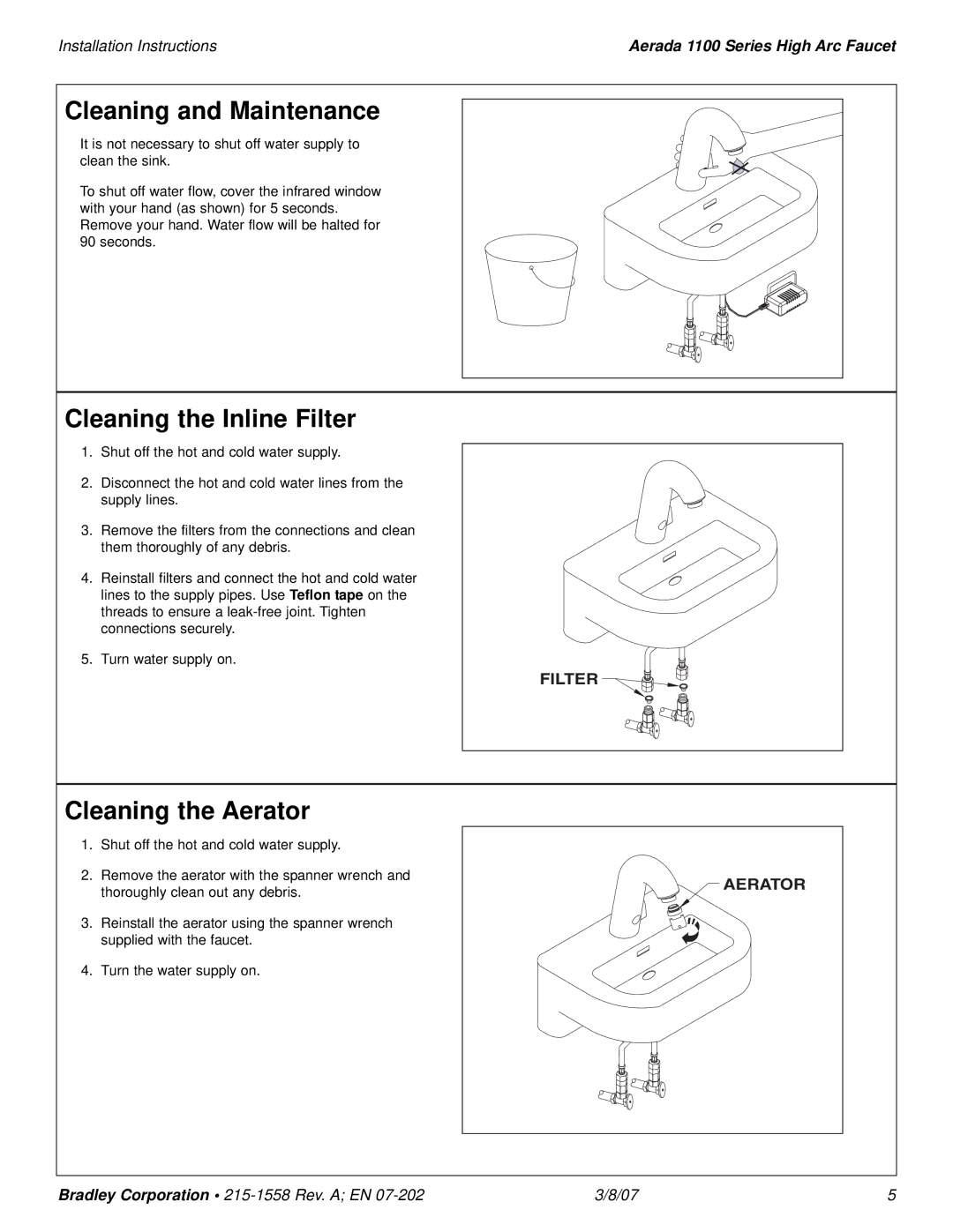 Bradley Smoker 1100 installation instructions Cleaning and Maintenance, Cleaning the Inline Filter, Cleaning the Aerator 