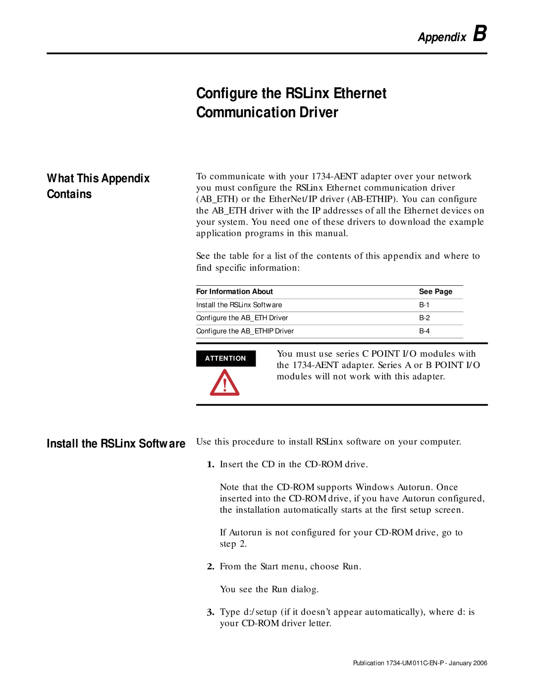 Bradley Smoker 1734-AENT manual Configure the RSLinx Ethernet Communication Driver, For Information About See 