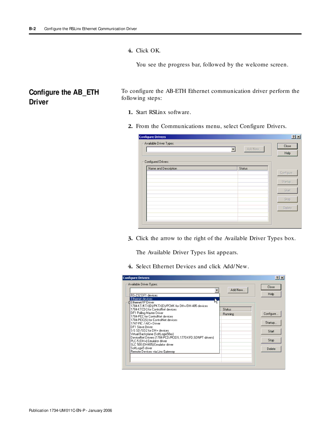 Bradley Smoker 1734-AENT manual Configure the Abeth Driver 