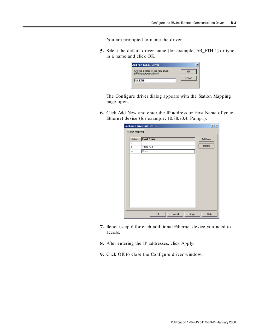 Bradley Smoker 1734-AENT manual Configure the RSLinx Ethernet Communication Driver 