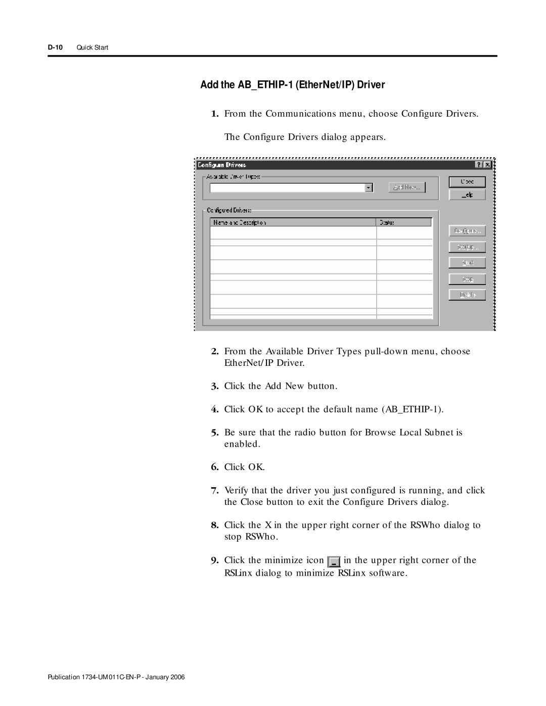 Bradley Smoker 1734-AENT manual Add the ABETHIP-1 EtherNet/IP Driver 