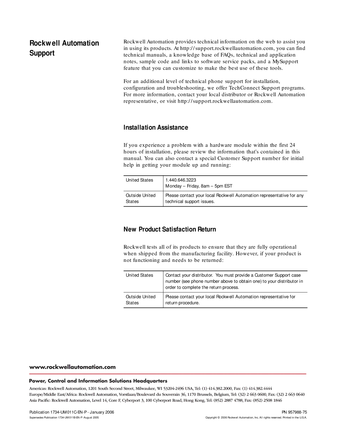 Bradley Smoker 1734-AENT manual Installation Assistance, New Product Satisfaction Return 