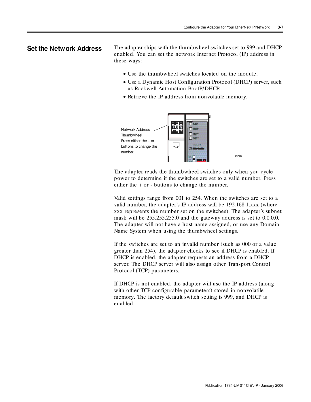 Bradley Smoker 1734-AENT manual Set the Network Address 