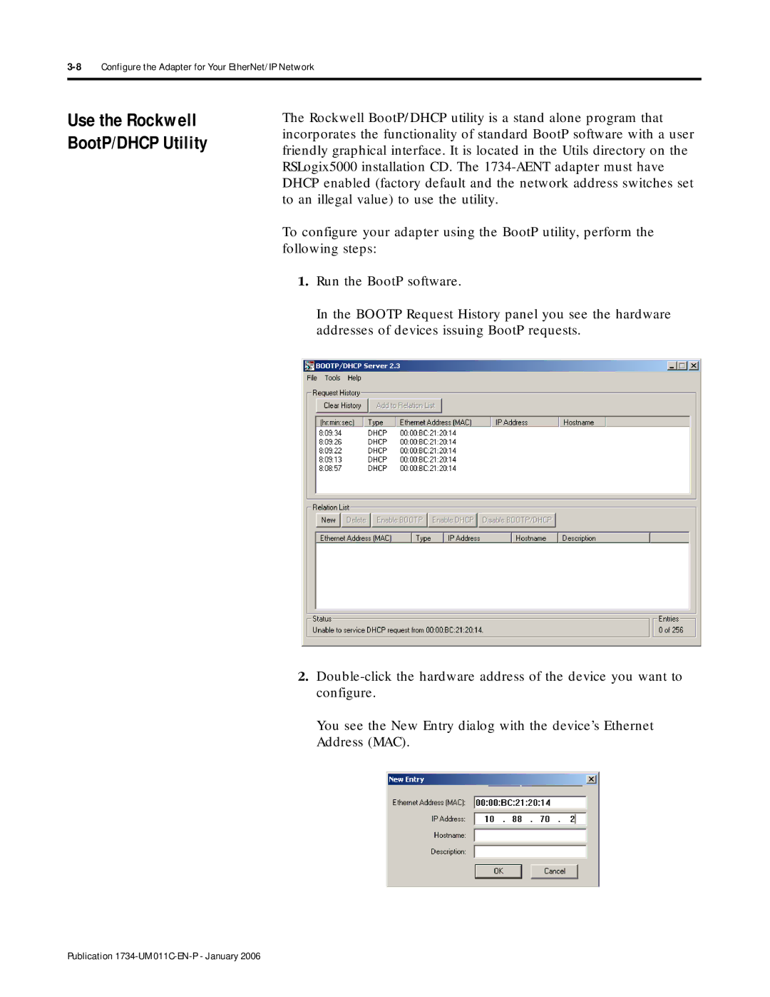 Bradley Smoker 1734-AENT manual Use the Rockwell BootP/DHCP Utility 