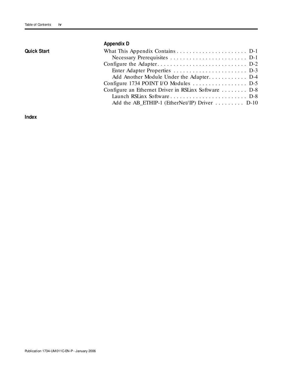 Bradley Smoker 1734-AENT manual Appendix D Quick Start, Index 