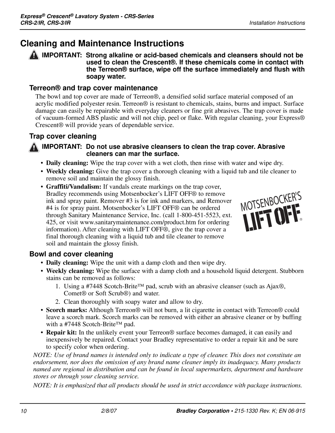 Bradley Smoker CRS-3/IR Cleaning and Maintenance Instructions, Terreon and trap cover maintenance, Trap cover cleaning 