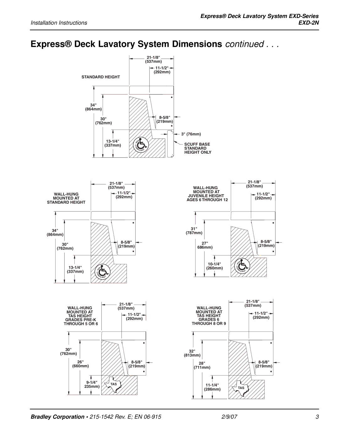 Bradley Smoker EXD-2N installation instructions Standard Height 