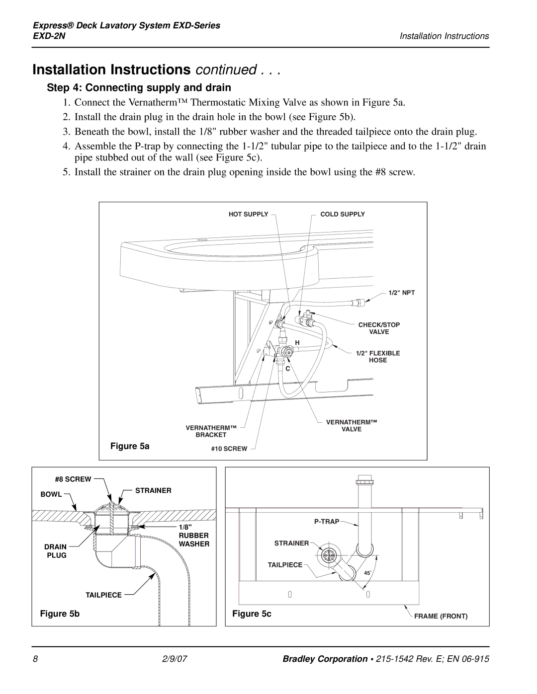 Bradley Smoker EXD-2N installation instructions Connecting supply and drain 