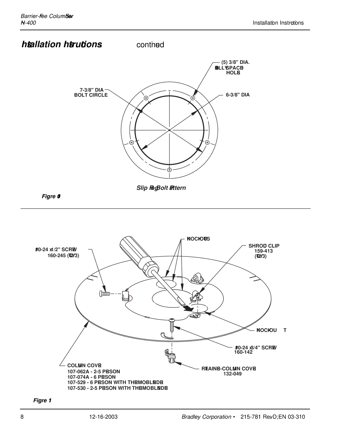 Bradley Smoker HN-400 installation instructions Installation Instructions, Slip Ring Bolt Pattern 