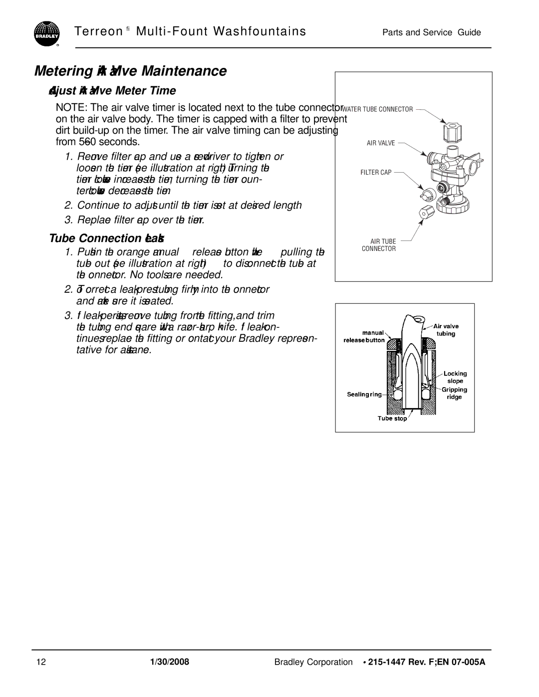 Bradley Smoker Indoor Furnishings manual Metering Air Valve Maintenance, Adjust Air Valve Meter Time 