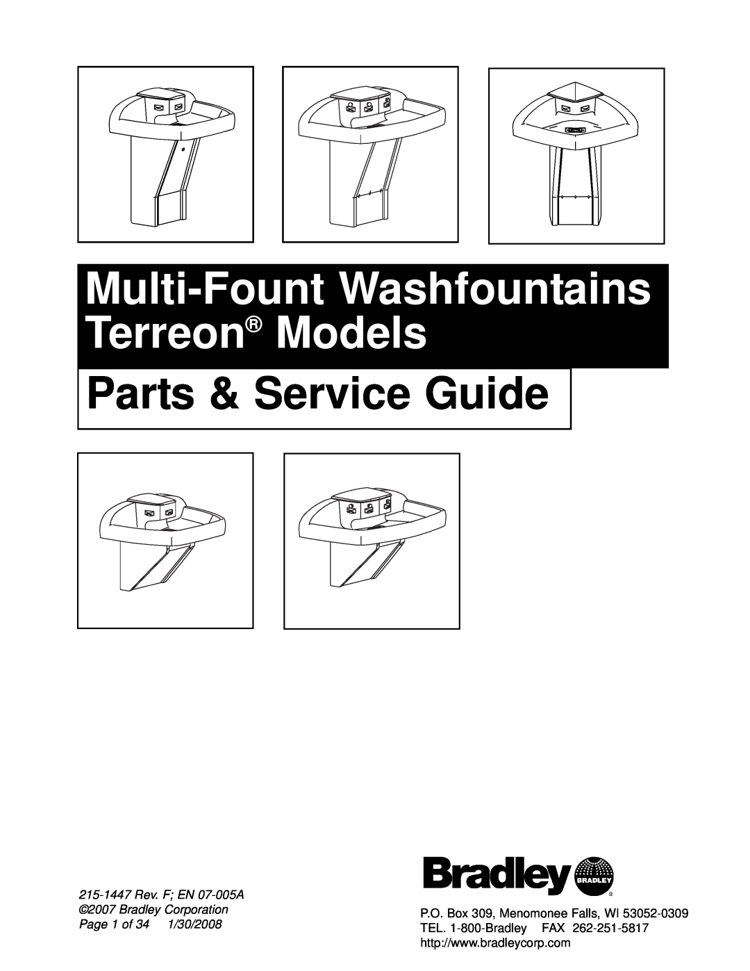 Bradley Smoker Indoor Furnishings manual Multi-FountWashfountains Terreon Models, Parts & Service Guide 