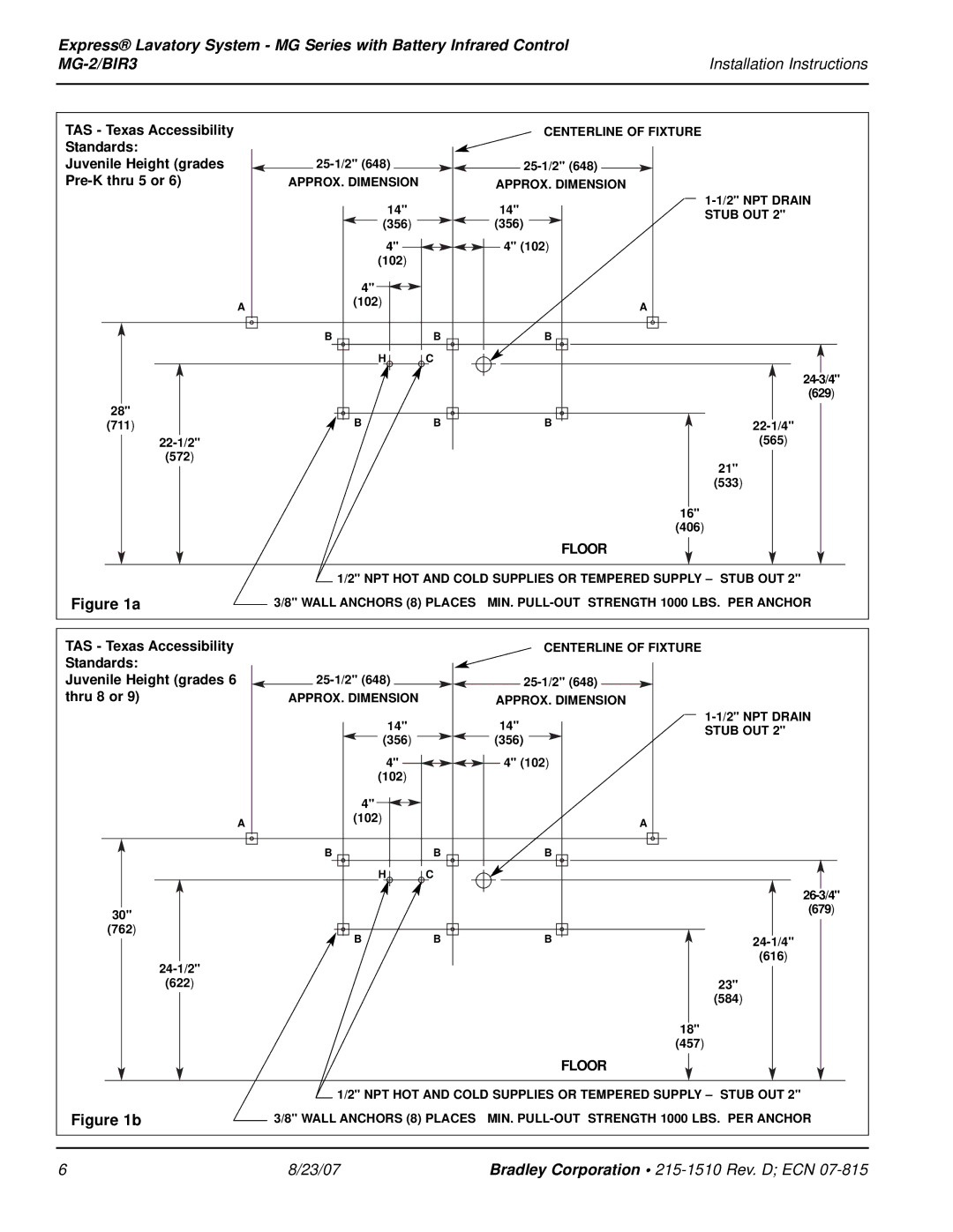 Bradley Smoker MG-2/BIR3 installation instructions 23/07 Bradley Corporation 215-1510 Rev. D ECN 