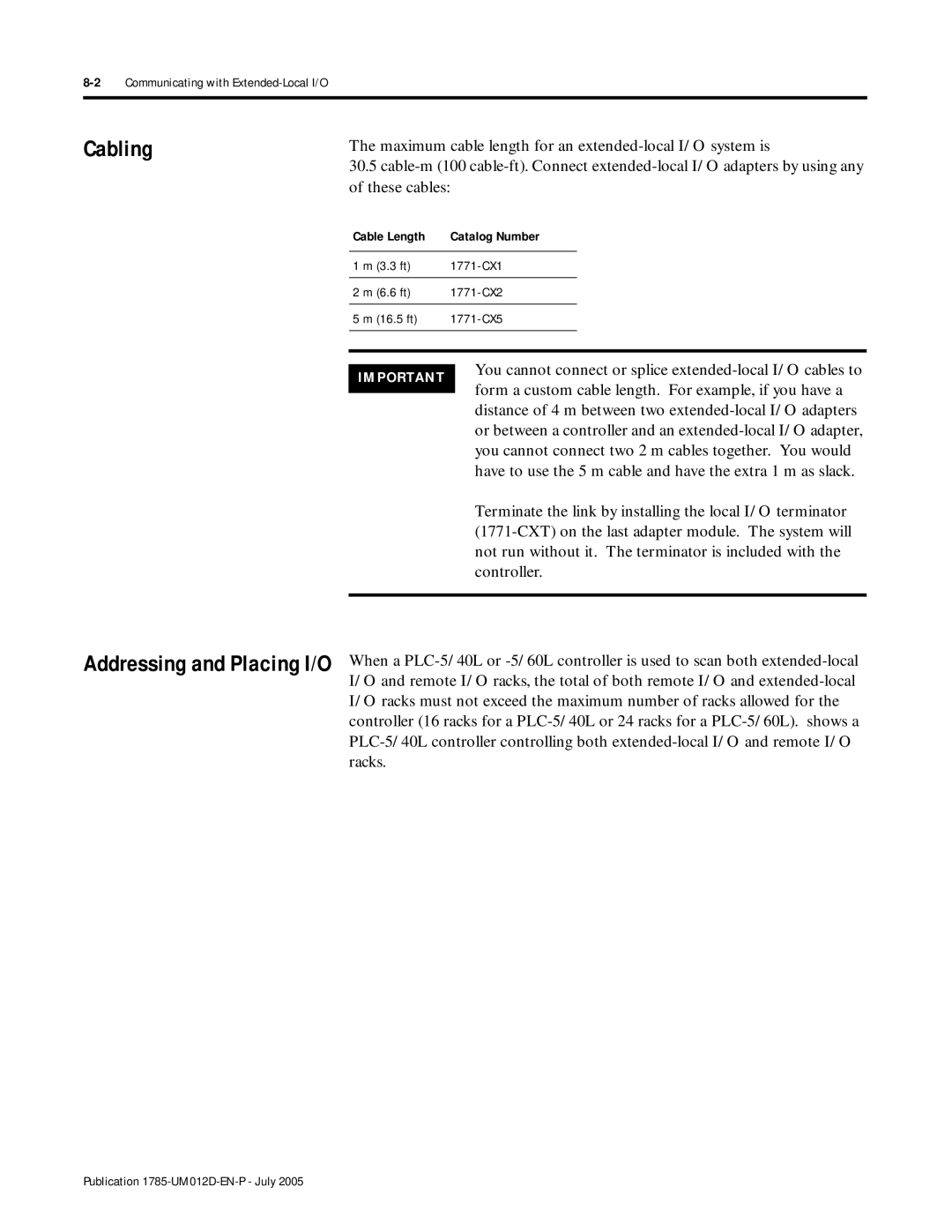 Bradley Smoker PLC-5 user manual Cabling, Form a custom cable length. For example, if you have a 