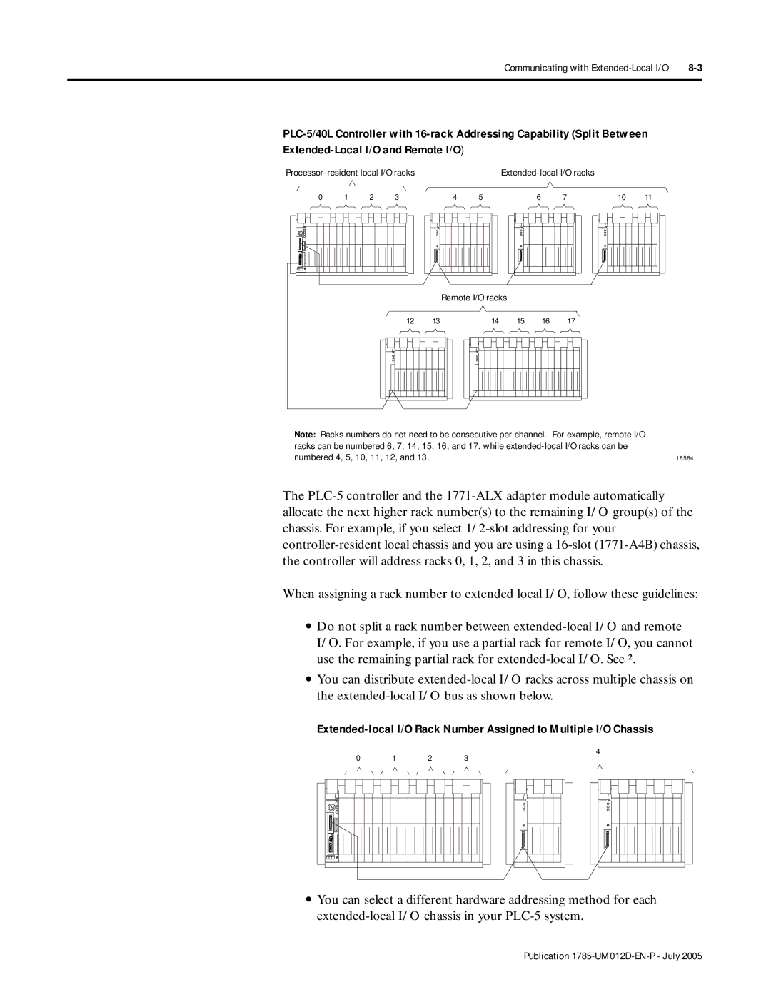 Bradley Smoker PLC-5 user manual Processor-resident local I/O racks, Numbered 4, 5, 10, 11, 12 