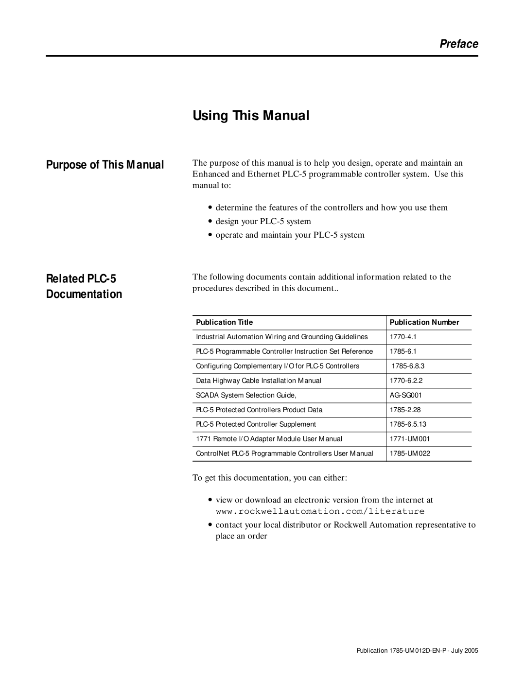 Bradley Smoker user manual Related PLC-5 Documentation, Publication Title Publication Number 