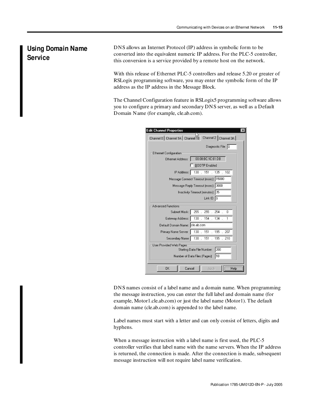 Bradley Smoker PLC-5 user manual Using Domain Name Service 