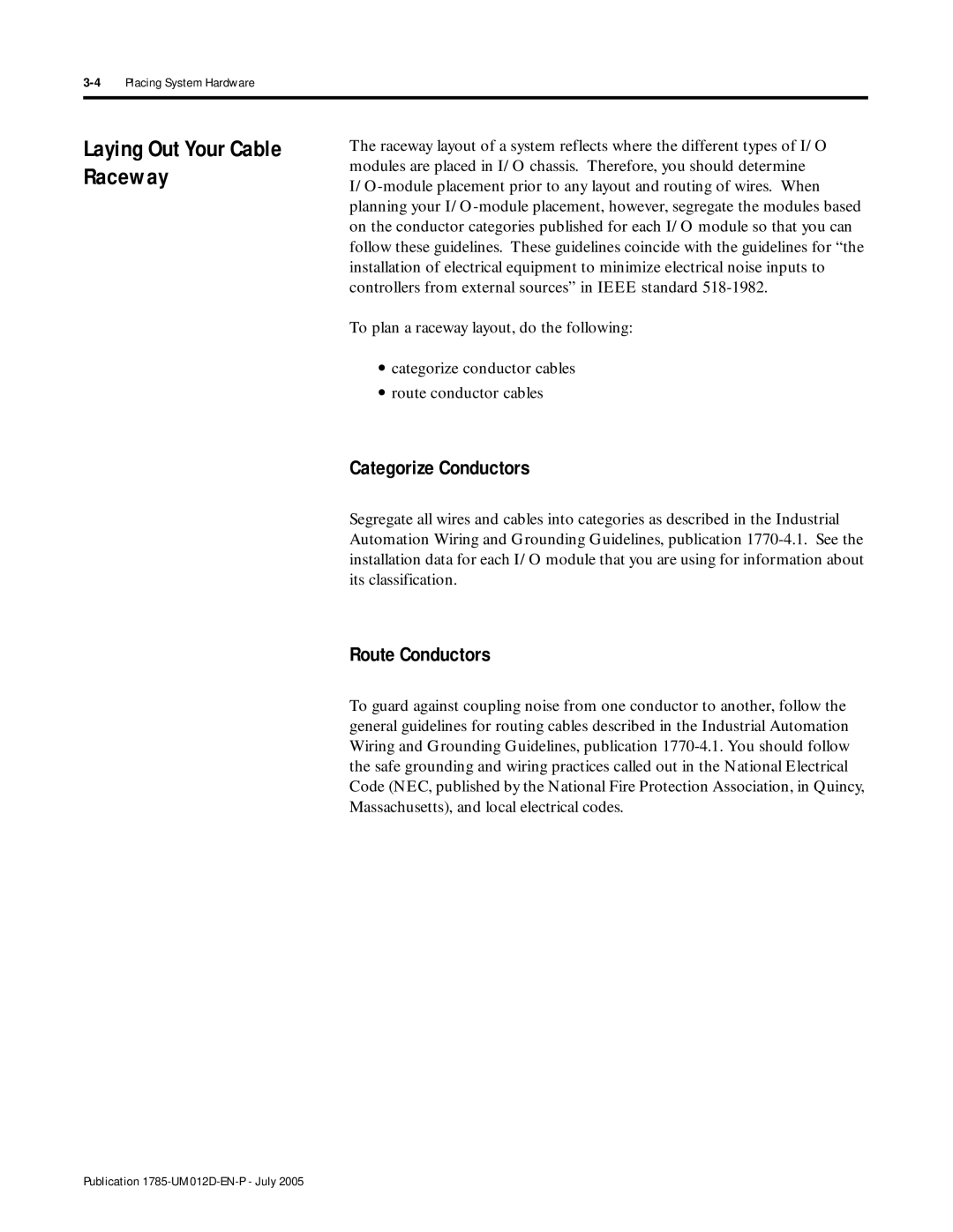 Bradley Smoker PLC-5 Laying Out Your Cable Raceway, Categorize Conductors, Route Conductors, 4Placing System Hardware 