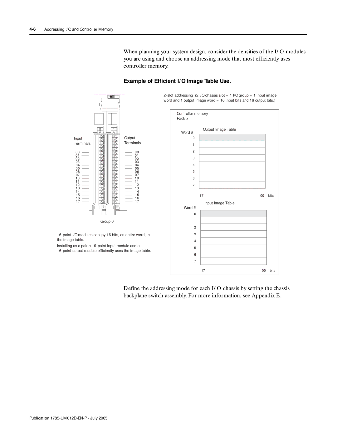 Bradley Smoker PLC-5 user manual Example of Efficient I/O Image Table Use, 6Addressing I/O and Controller Memory 