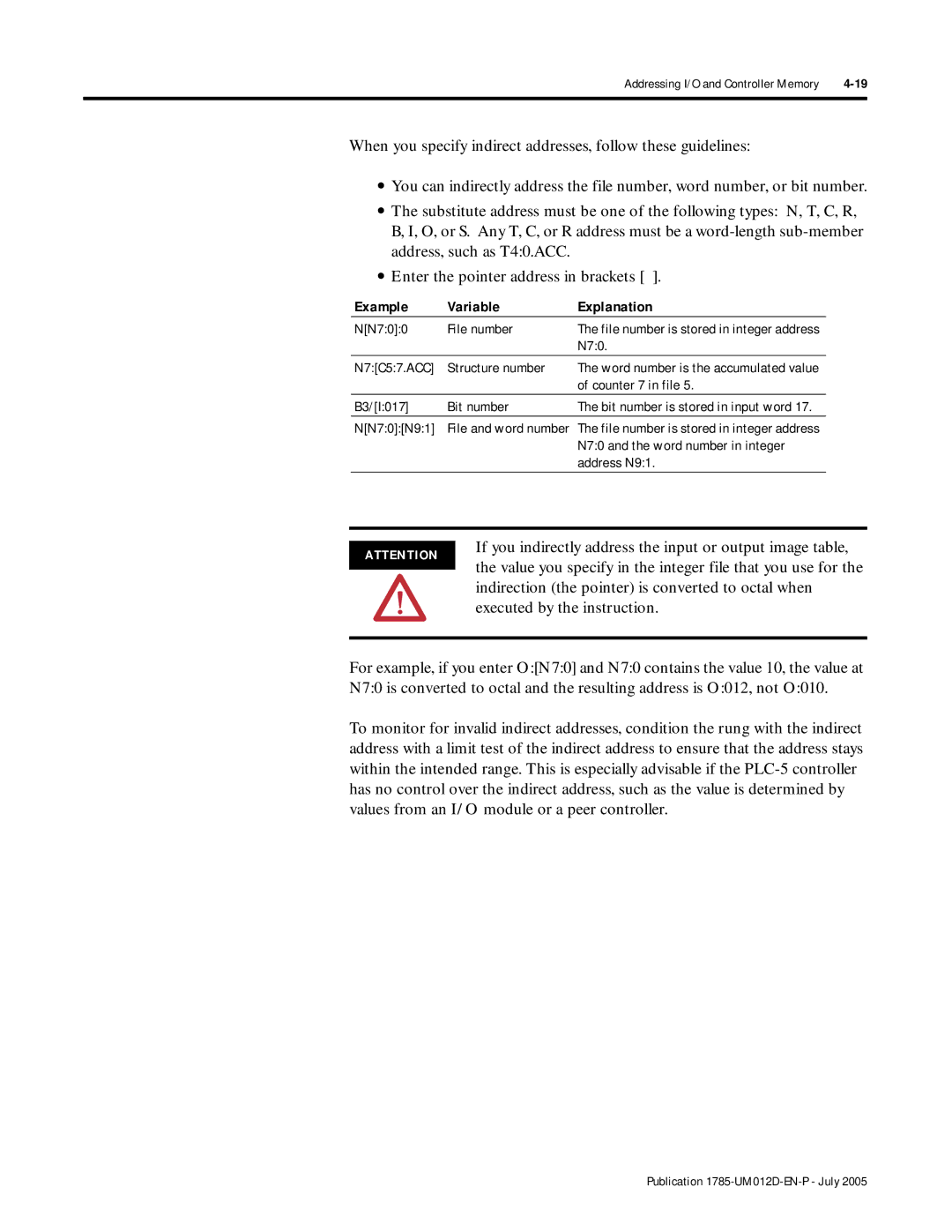 Bradley Smoker PLC-5 user manual Example Variable Explanation 