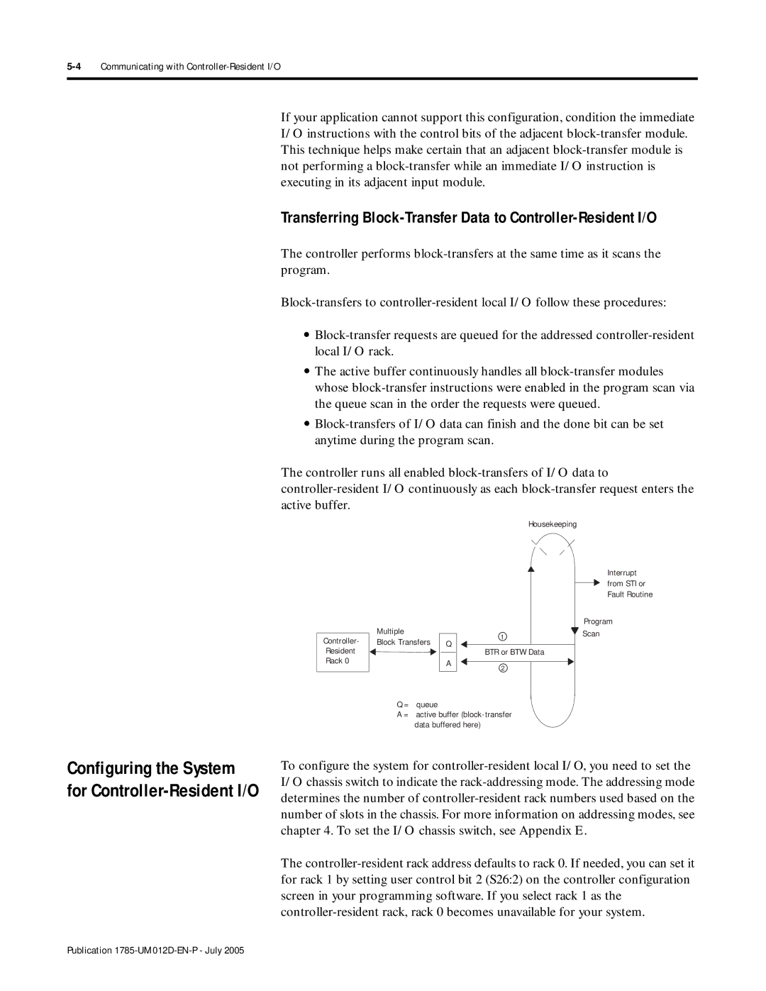 Bradley Smoker PLC-5 user manual Transferring Block-Transfer Data to Controller-Resident I/O 