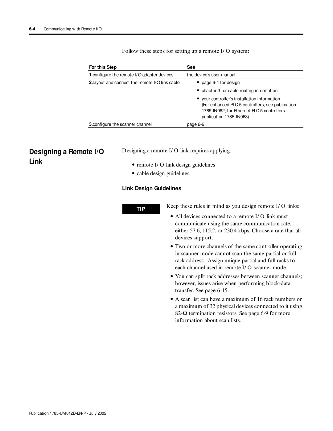 Bradley Smoker PLC-5 user manual Designing a Remote I/O Link 