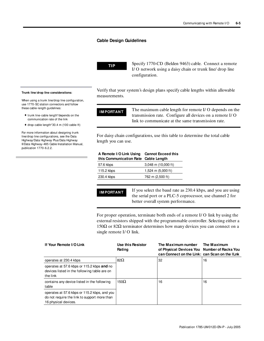 Bradley Smoker PLC-5 user manual Network using a daisy chain or trunk line/drop line, Configuration 