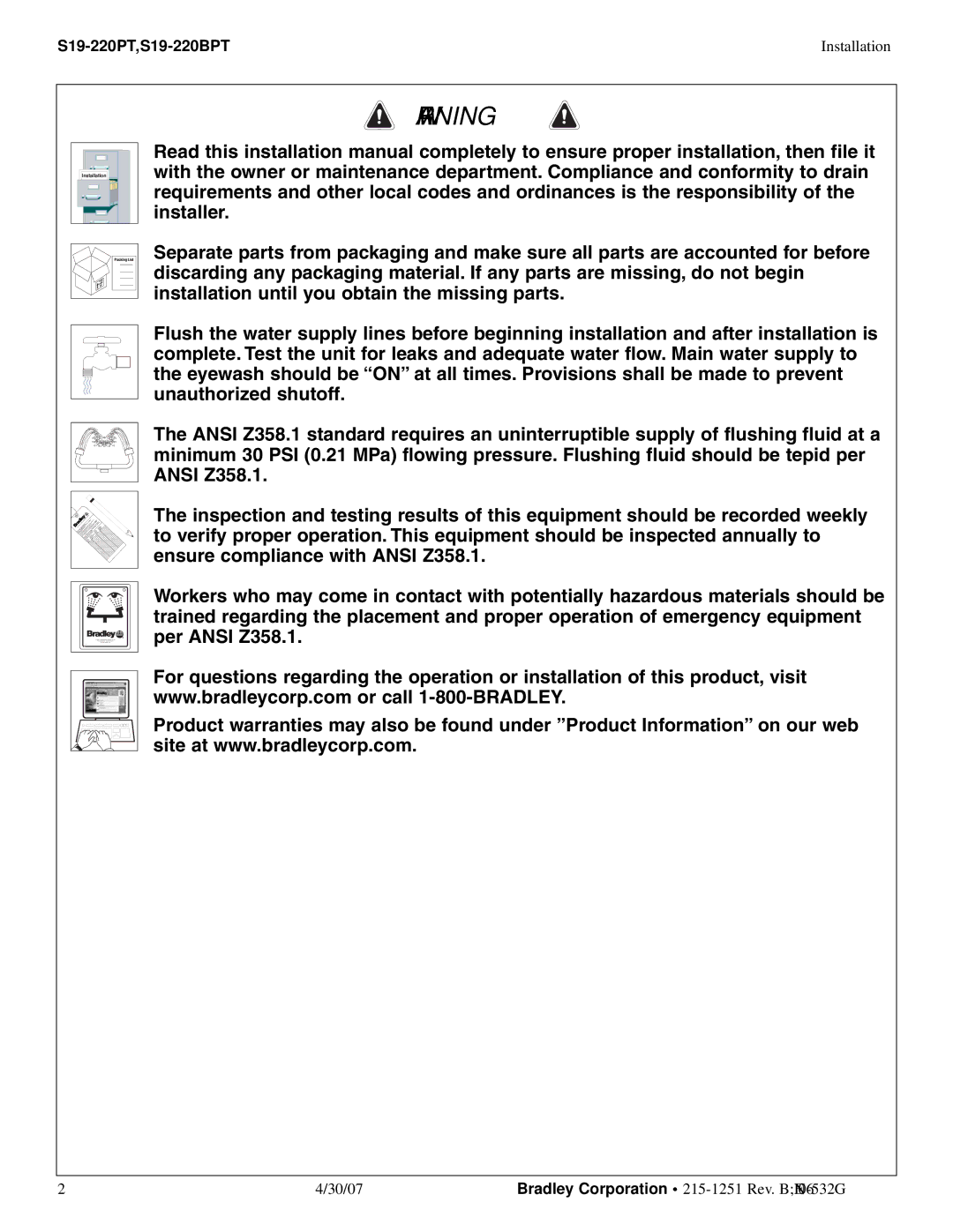 Bradley Smoker installation instructions S19-220PT, S19-220BPT Installation 