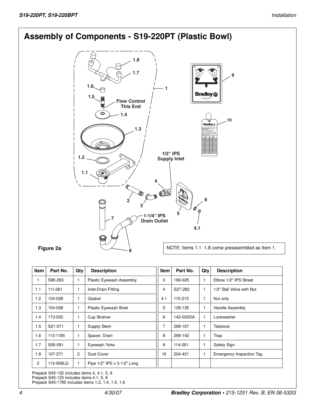 Bradley Smoker S19-220BPT installation instructions Assembly of Components S19-220PT Plastic Bowl 