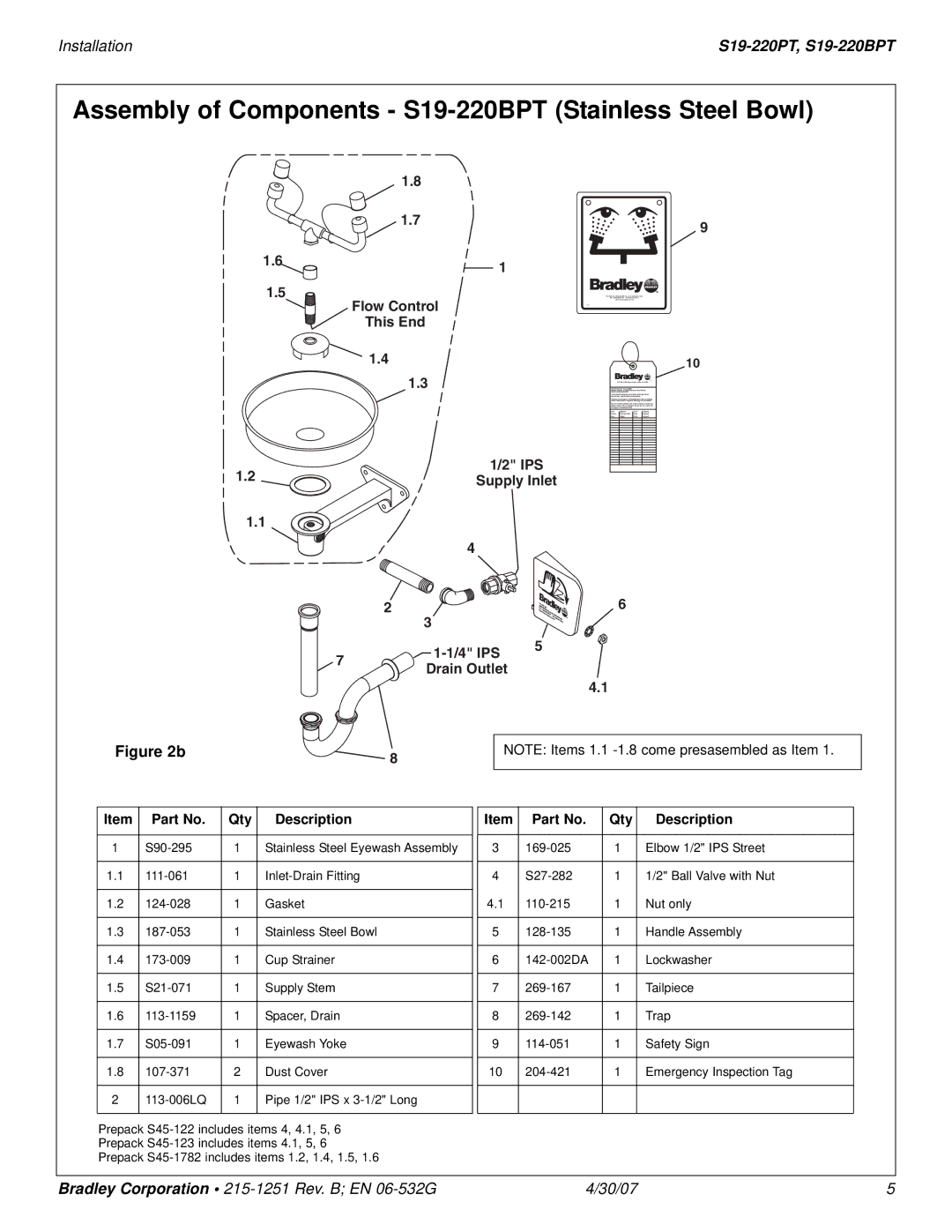 Bradley Smoker S19-220PT installation instructions Assembly of Components S19-220BPT Stainless Steel Bowl 