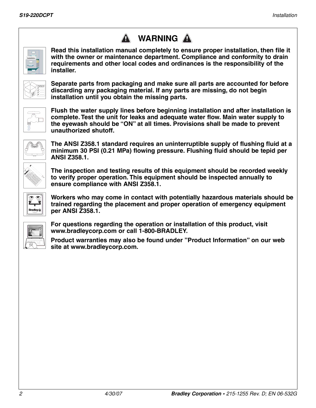 Bradley Smoker installation instructions S19-220DCPT Installation 