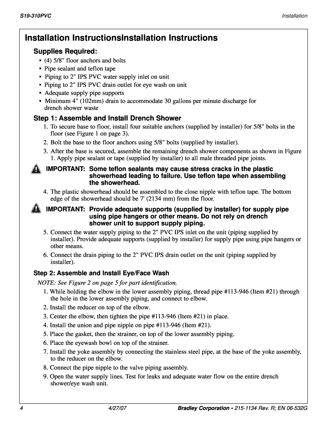 Bradley Smoker S19-310PVC installation instructions Installation InstructionsInstallation Instructions, Supplies Required 