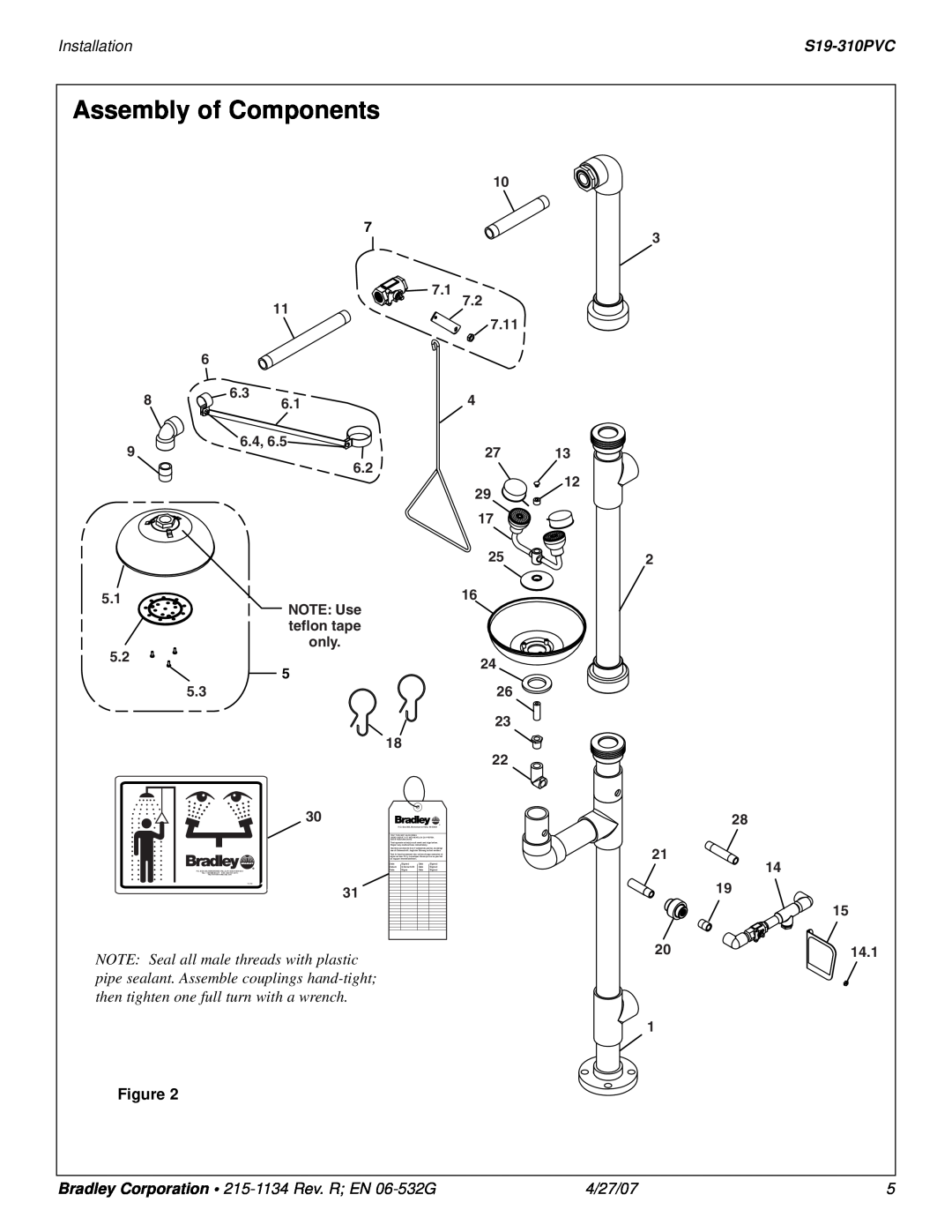 Bradley Smoker S19-310PVC Assembly of Components, Installation, Bradley Corporation 215-1134 Rev. R EN 06-532G, 4/27/07 