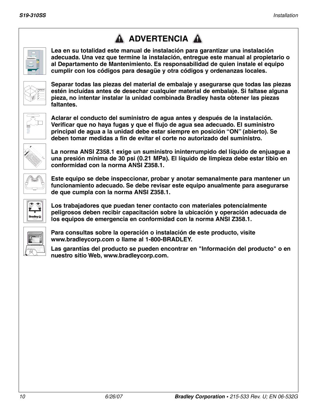 Bradley Smoker S19-310SS installation instructions Advertencia 