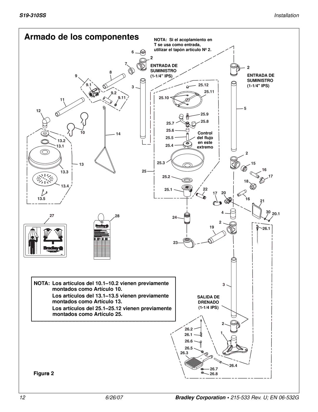 Bradley Smoker S19-310SS Armado de los componentes, Nota Si el acoplamiento en T se usa como entrada, Control 