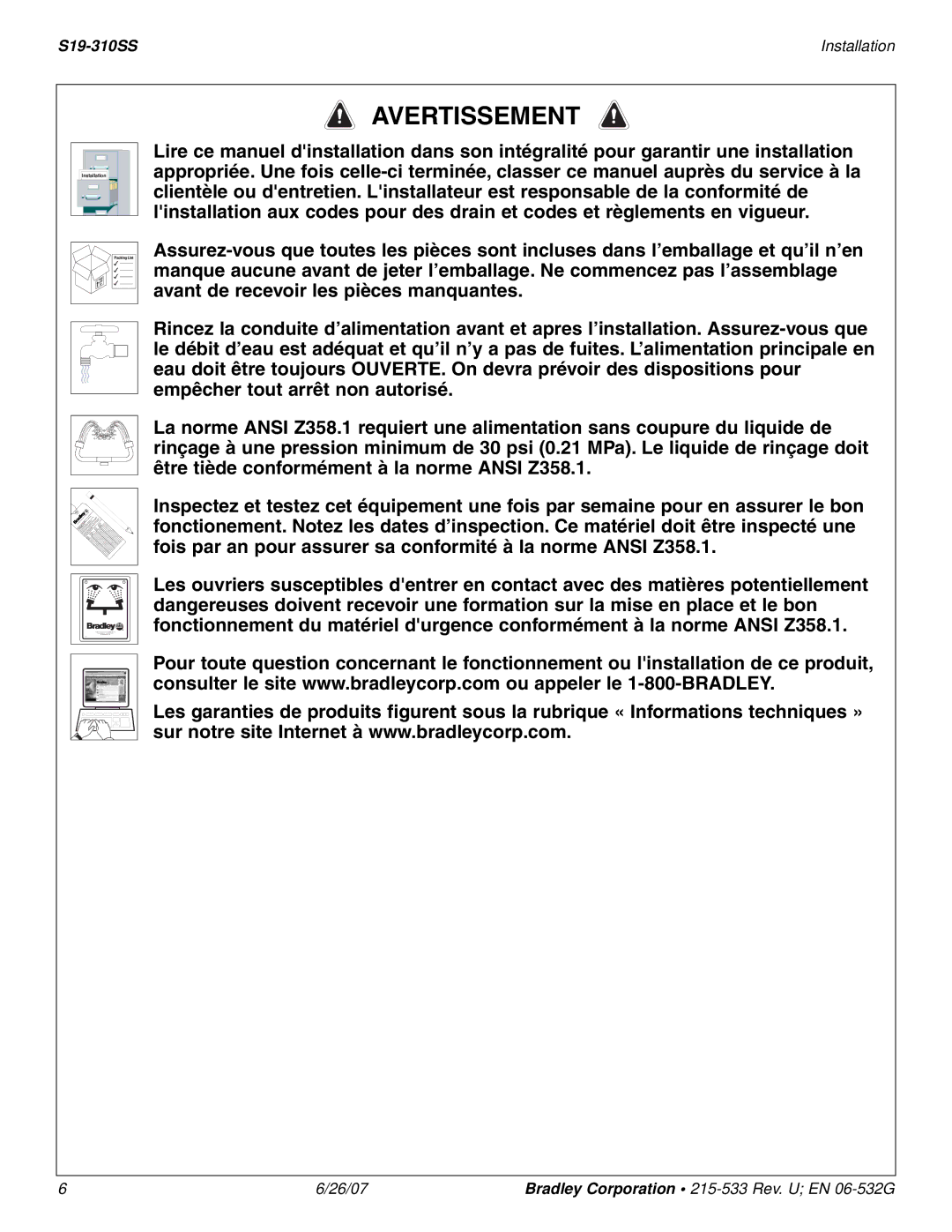 Bradley Smoker S19-310SS installation instructions Avertissement 