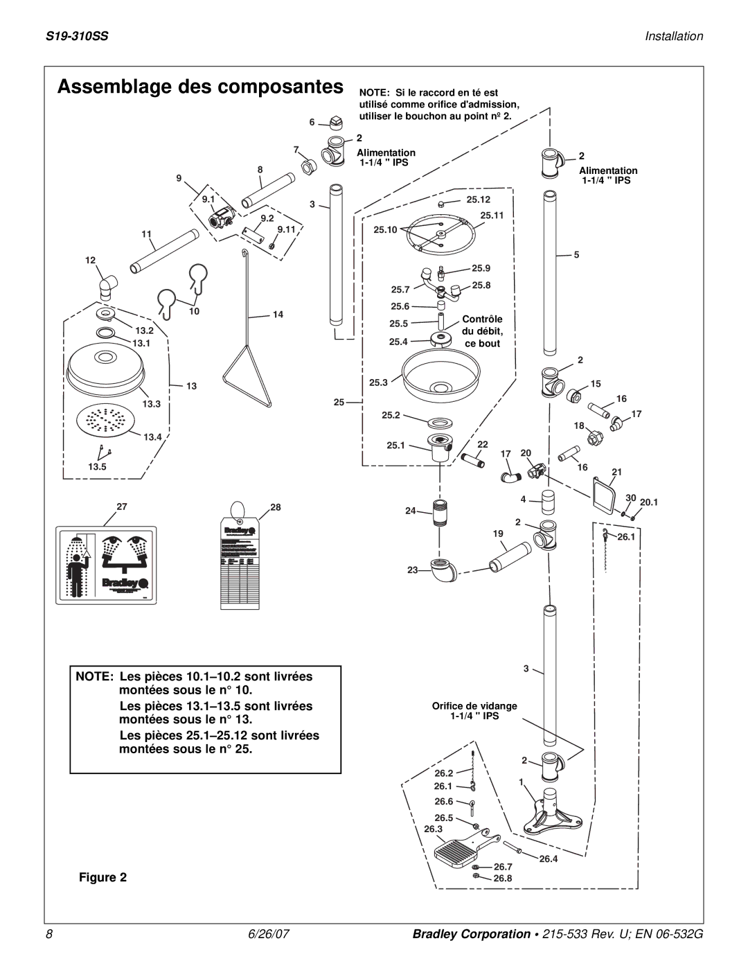 Bradley Smoker S19-310SS installation instructions Assemblage des composantes, Alimentation 4 IPS, Ce bout 