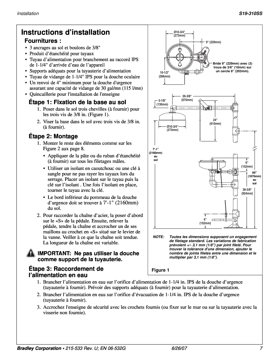 Bradley Smoker S19-310SS Instructions d’installation, Fournitures, Étape 1: Fixation de la base au sol, Étape 2 Montage 