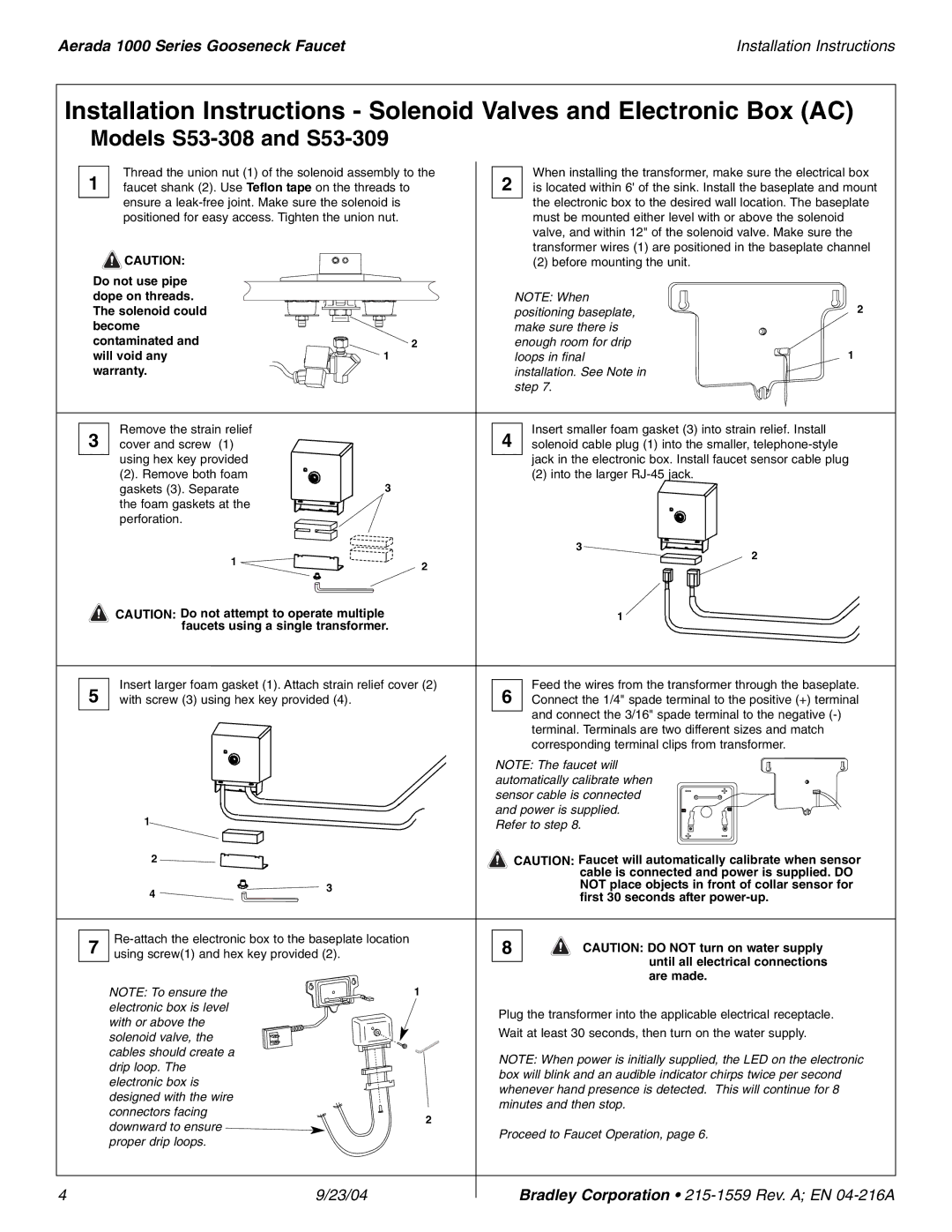 Bradley Smoker S53-306, S53-307, 232-007 installation instructions Models S53-308 and S53-309 