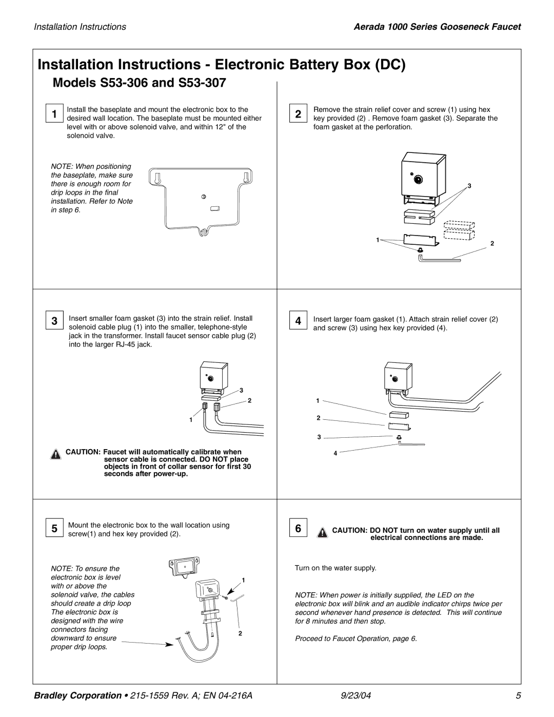 Bradley Smoker S53-308, 232-007, S53-309 Installation Instructions Electronic Battery Box DC, Models S53-306 and S53-307 