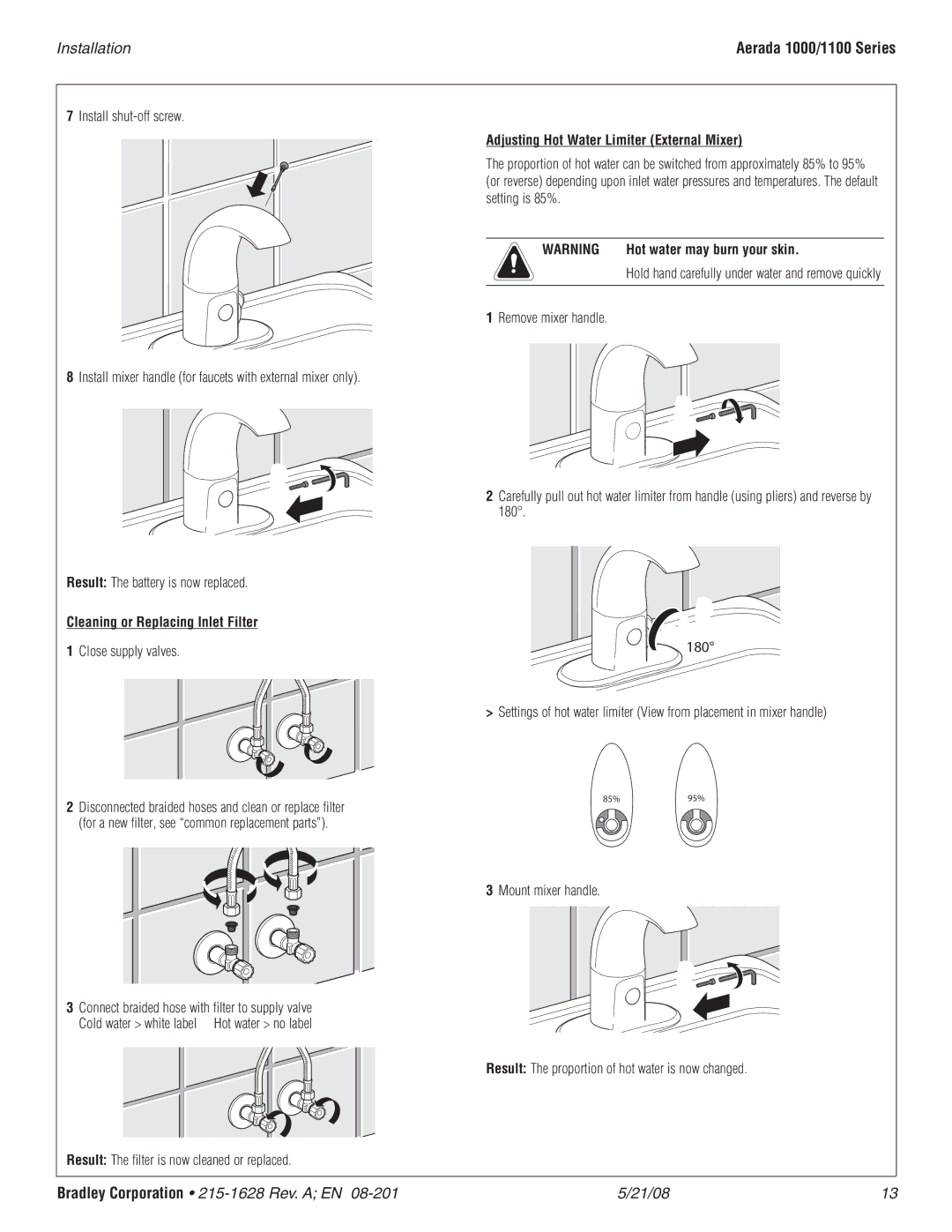 Bradley Smoker S53-326 AC, S53-327 DC, S53-329, S53-328 Cleaning or Replacing Inlet Filter, Close supply valves 