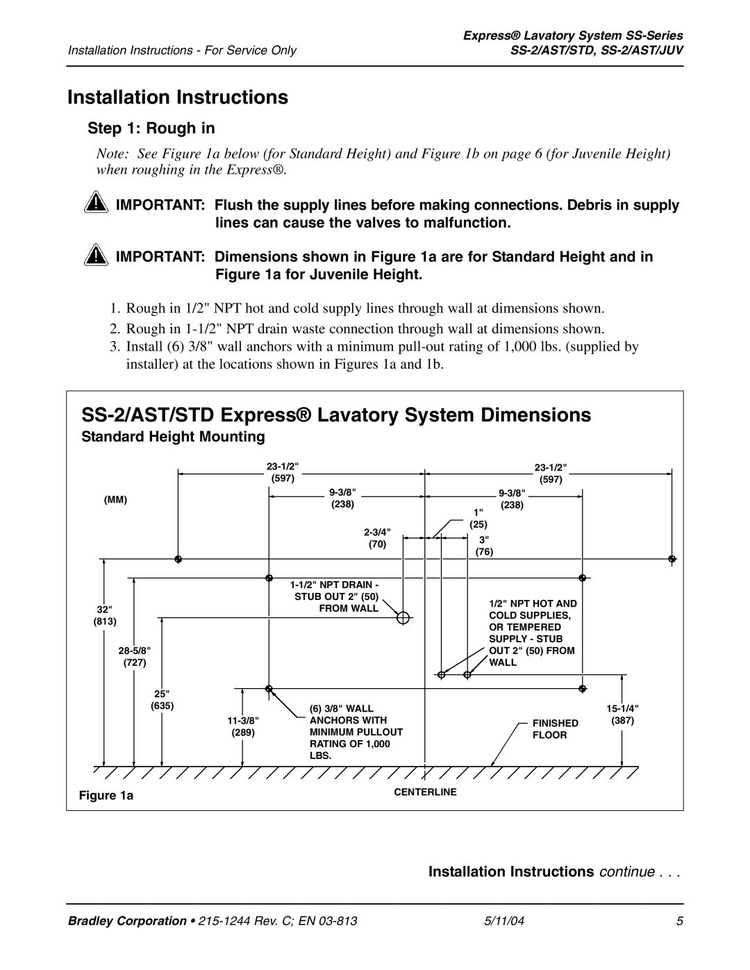 Bradley Smoker SS-2/AST/JUV, SS-2/AST/STD installation instructions Rough, Installation Instructions continue 