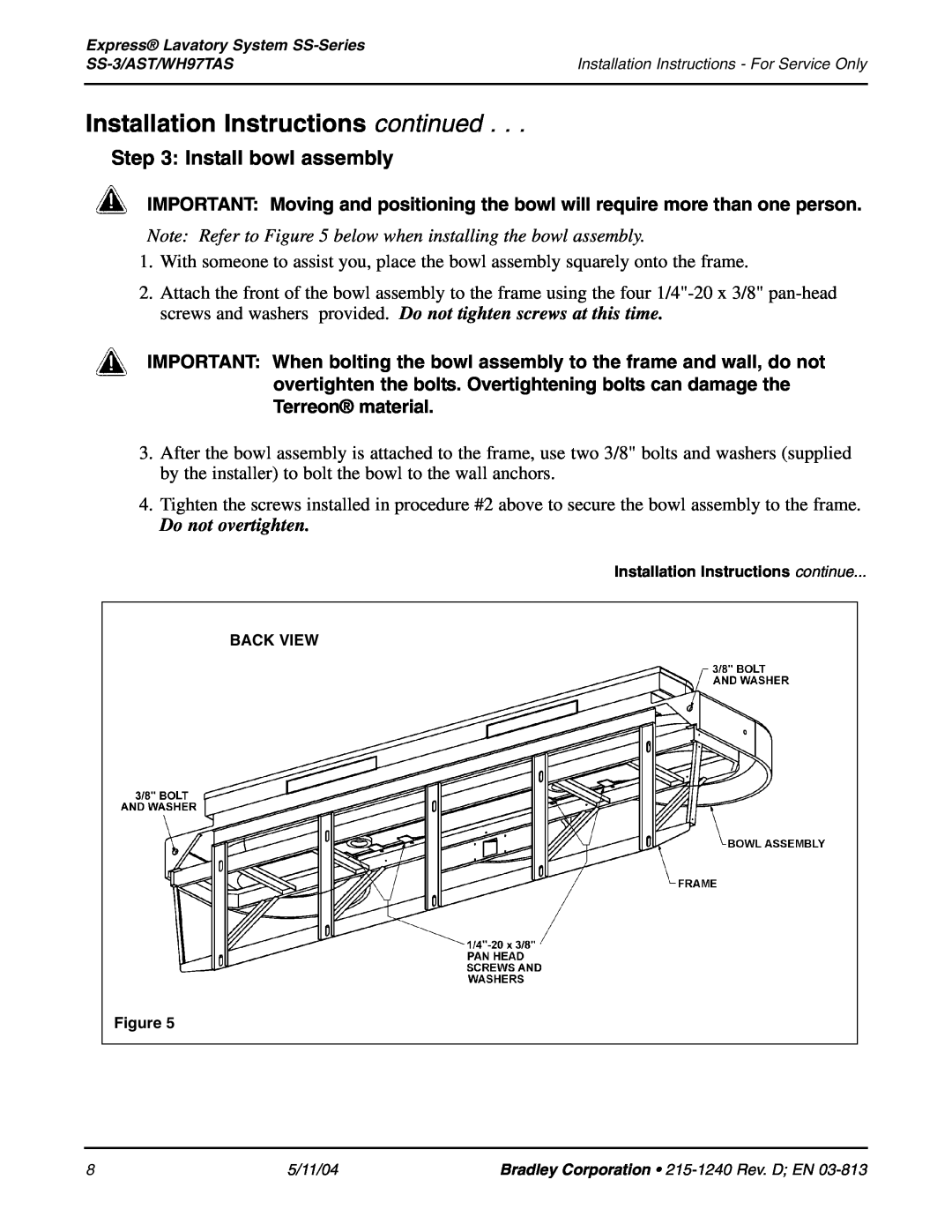 Bradley Smoker SS-3 Install bowl assembly, Note Refer to below when installing the bowl assembly, Do not overtighten 